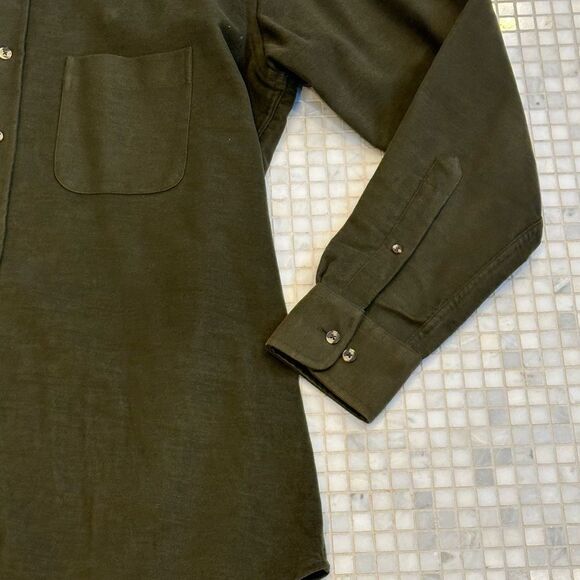 Charles Tywitt Green Flannel Cotton Buttondown Shirt - Picture 6 of 11